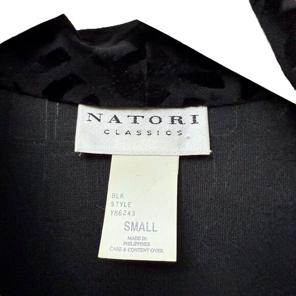 NATORI Black Velvet Robe Size Small Womens Vintage Luxury Loungewear - Picture 10 of 13